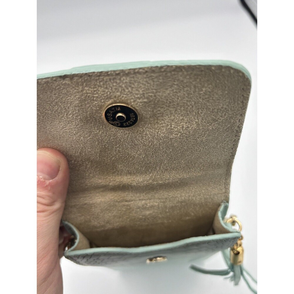 GiGi‎ New York Phone Case Leather Mini Crossbody Embossed Seafoam Purse Tassel - Picture 6 of 8